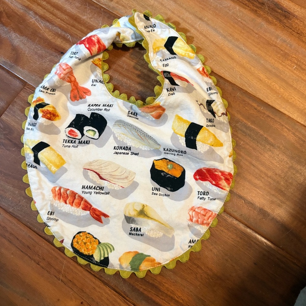 🍣 Sushi Print Baby Bib – Unisex (A1)